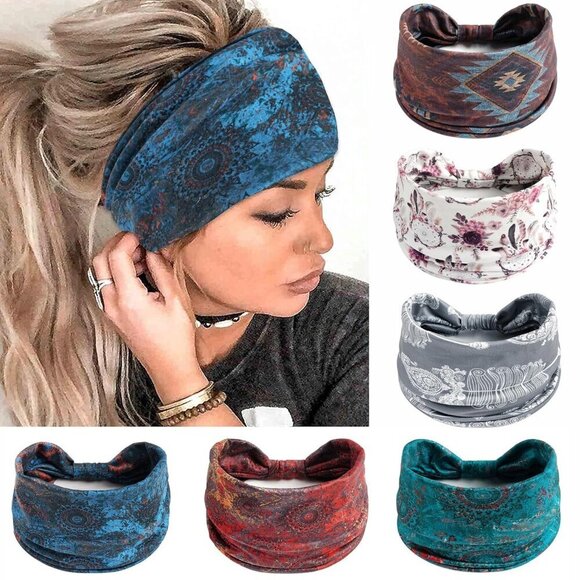 Boho Wide Headbands for Women Cotton 6 Pack Fashion Hair Accessories main image 7